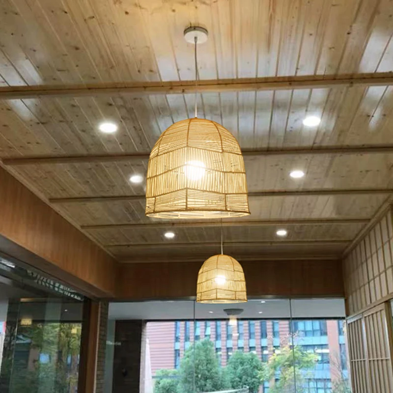1 hoofdmand hanglamp Chinese bamboe plafondophanglamp hout voor restaurant Clearhalo