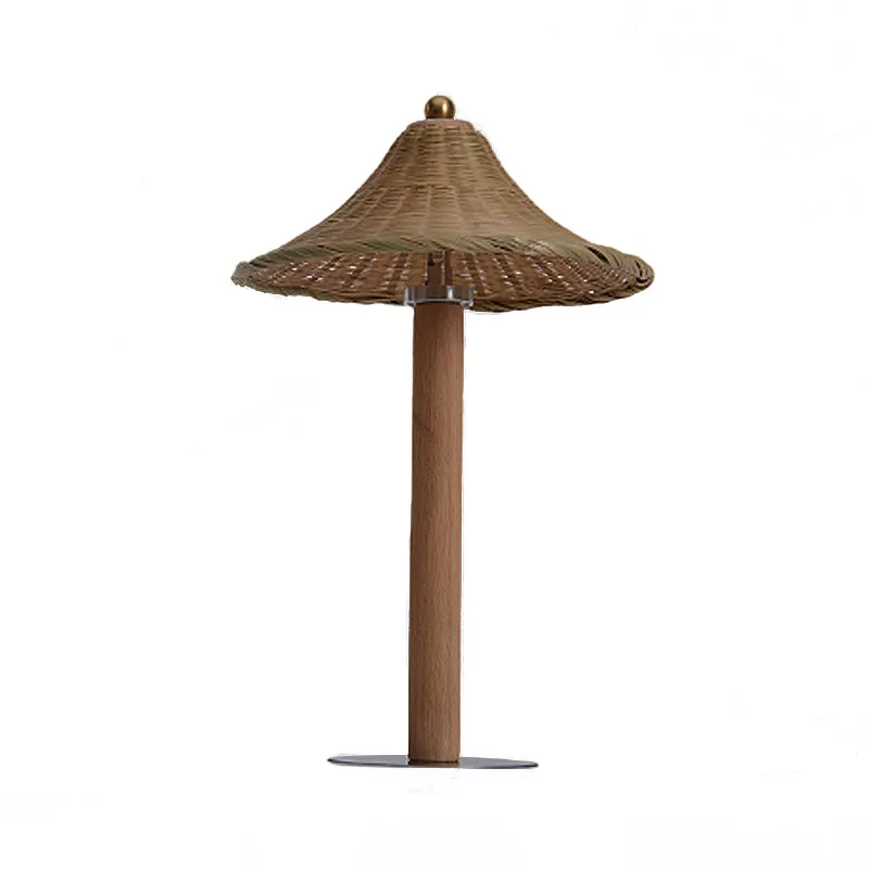 1 hoofdslaapkamer taakverlichting Chinees hout kleine bureaulamp met bel bamboe kap Clearhalo