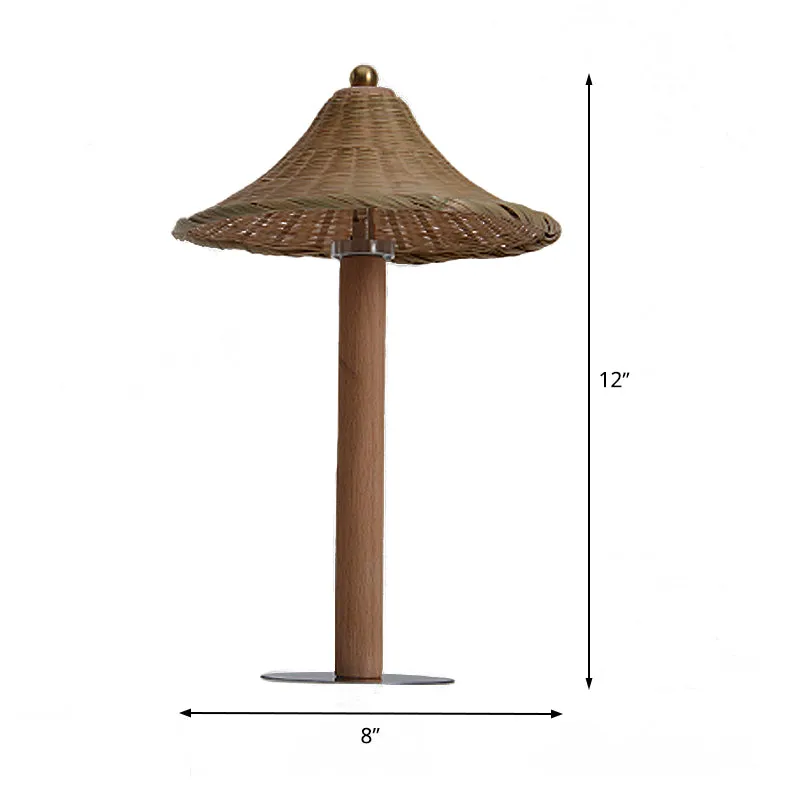 1 hoofdslaapkamer taakverlichting Chinees hout kleine bureaulamp met bel bamboe kap Clearhalo