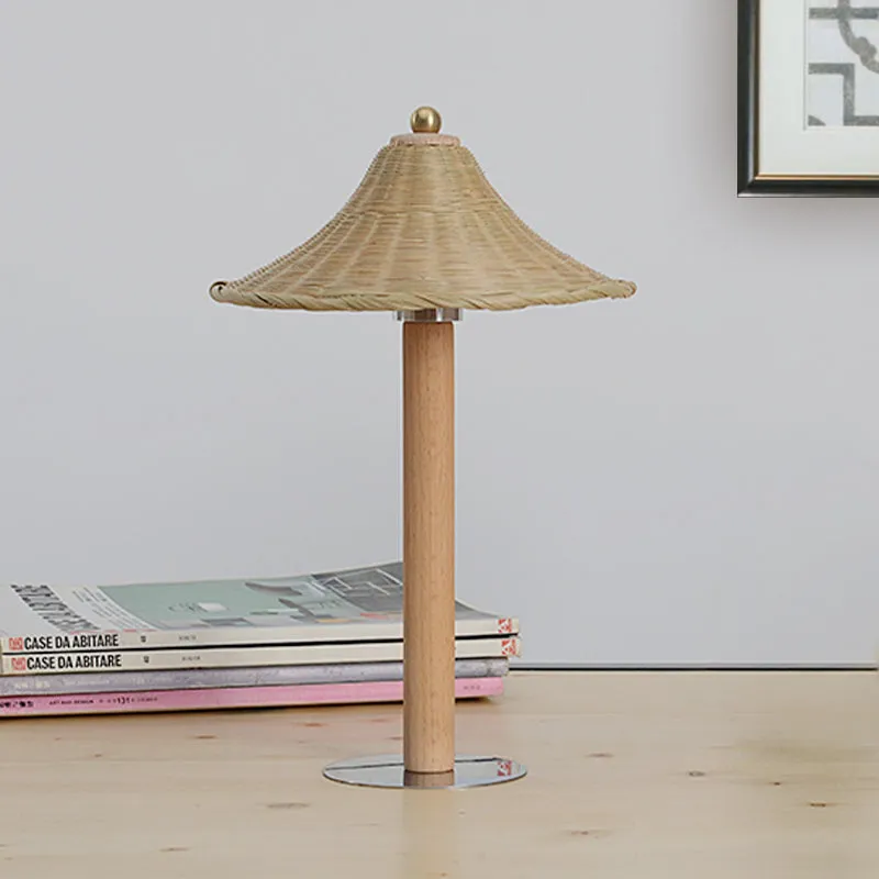 1 hoofdslaapkamer taakverlichting Chinees hout kleine bureaulamp met bel bamboe kap Clearhalo