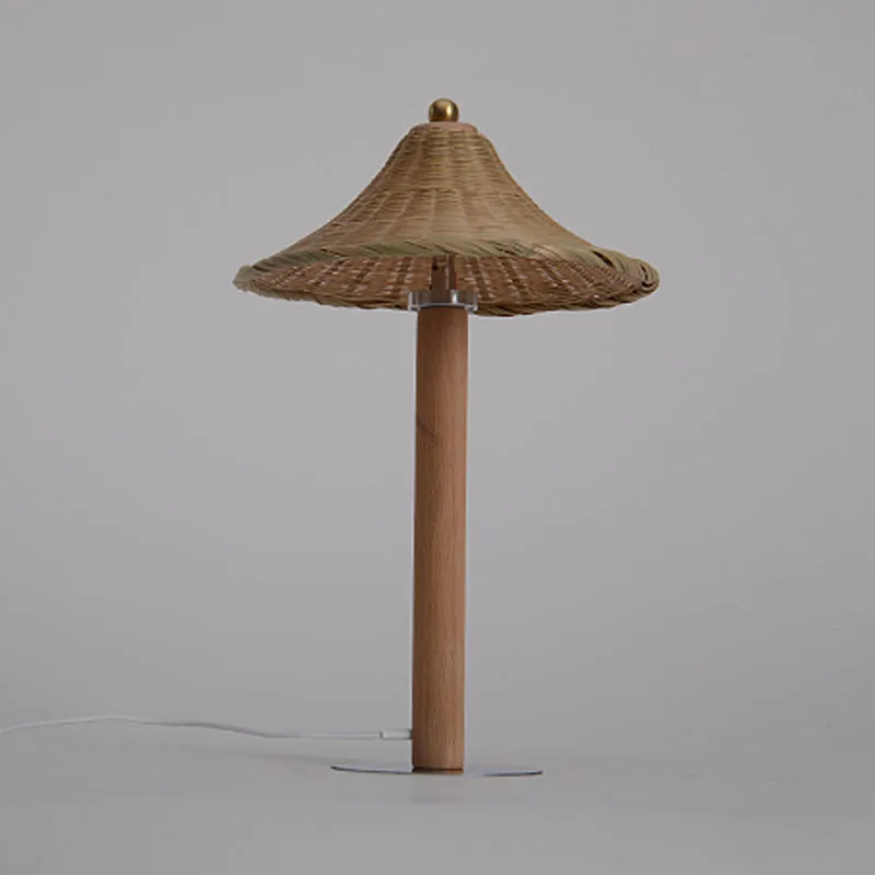 1 hoofdslaapkamer taakverlichting Chinees hout kleine bureaulamp met bel bamboe kap Clearhalo
