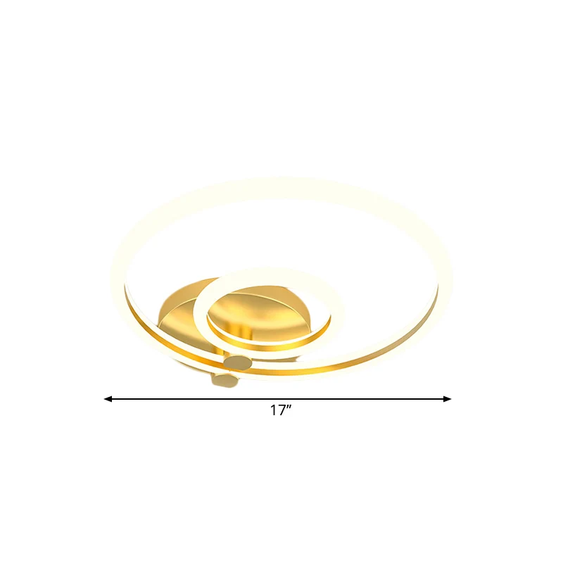Hoop Semi Flush Light Minimalisme Metallic LED Goud Plafondgemonteerd armatuur voor slaapkamer Clearhalo