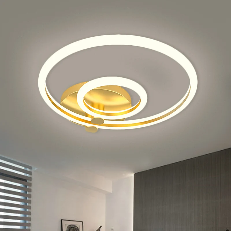 Hoop Semi Flush Light Minimalisme Metallic LED Goud Plafondgemonteerd armatuur voor slaapkamer Clearhalo
