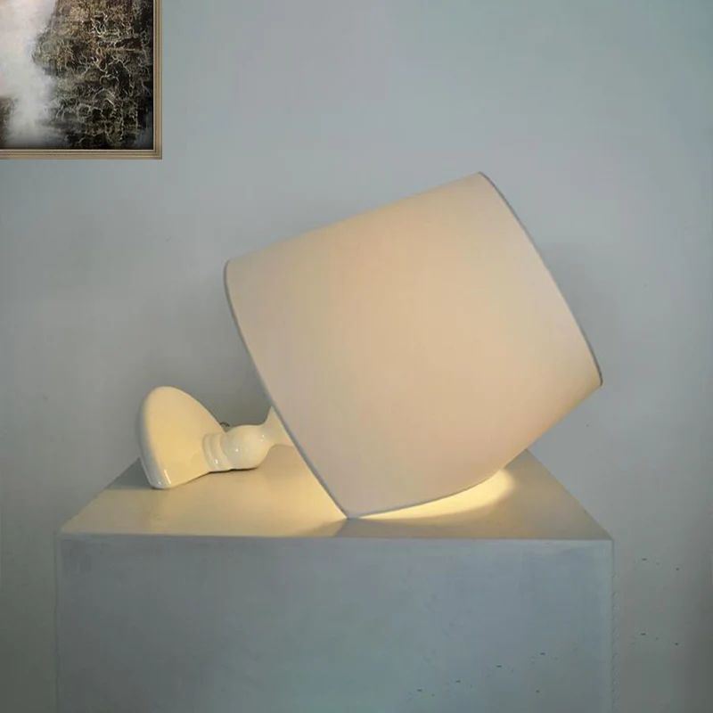 Horizontale tafelverlichting Modern creatief stoffen nachtkastje met 1 licht zwart/wit Clearhalo