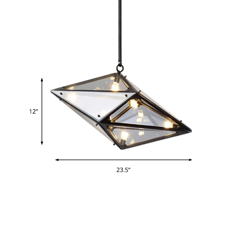 Horizontale/verticale diamanten hanglamp modernistisch amber/rookglas multi-verlichting woonkamer led-plafondlamp, 23,5"/3...