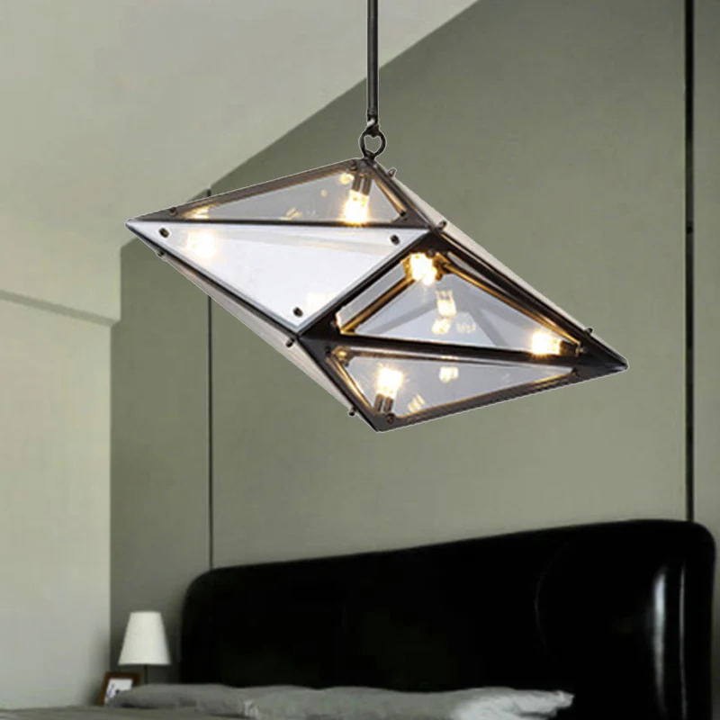Horizontale/verticale diamanten hanglamp modernistisch amber/rookglas multi-verlichting woonkamer led-plafondlamp, 23,5"/3...