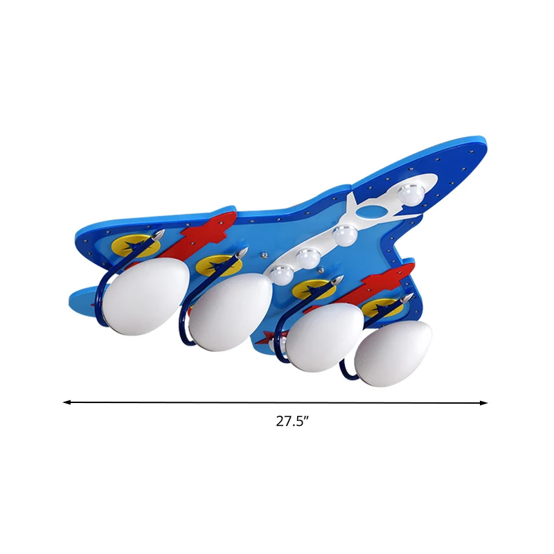 Houten aanvalsvliegtuig plafondlamp 4 koppen cartoon inbouwlamp blauw voor verpleegkamer Clearhalo