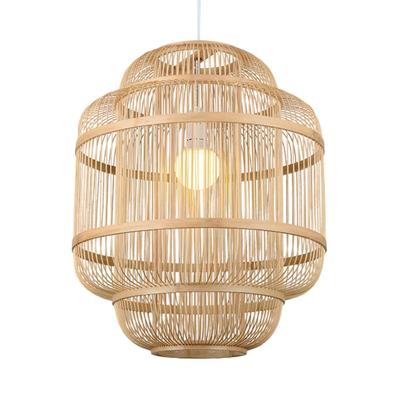 Houten bol kroonluchter eetkamer hanglamp eenvoudige stijl hangende verlichting beige Clearhalo