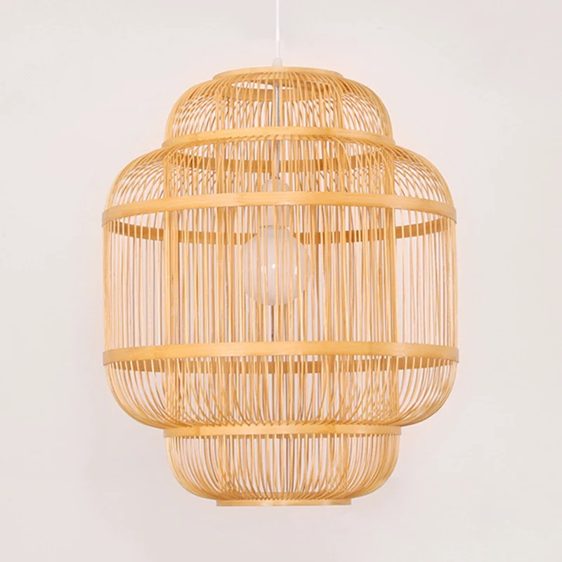 Houten bol kroonluchter eetkamer hanglamp eenvoudige stijl hangende verlichting beige Clearhalo