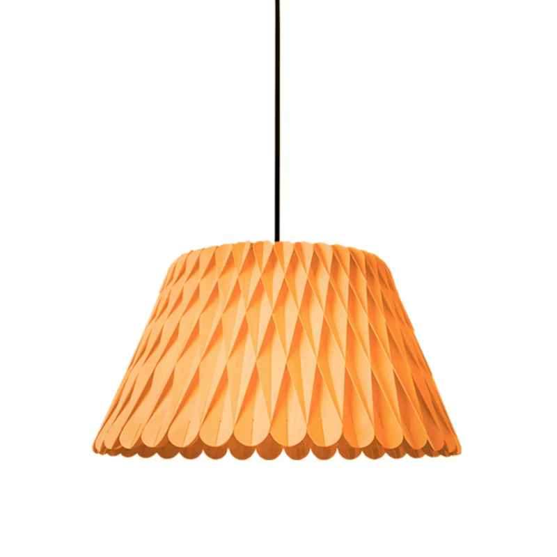 Houten brede flare hanglamp Chinese plafondlamp met 1 lamp donker hout Clearhalo