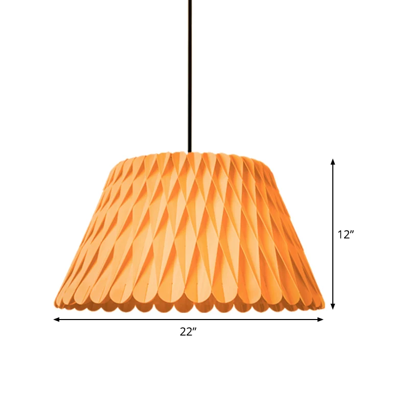 Houten brede flare hanglamp Chinese plafondlamp met 1 lamp donker hout Clearhalo