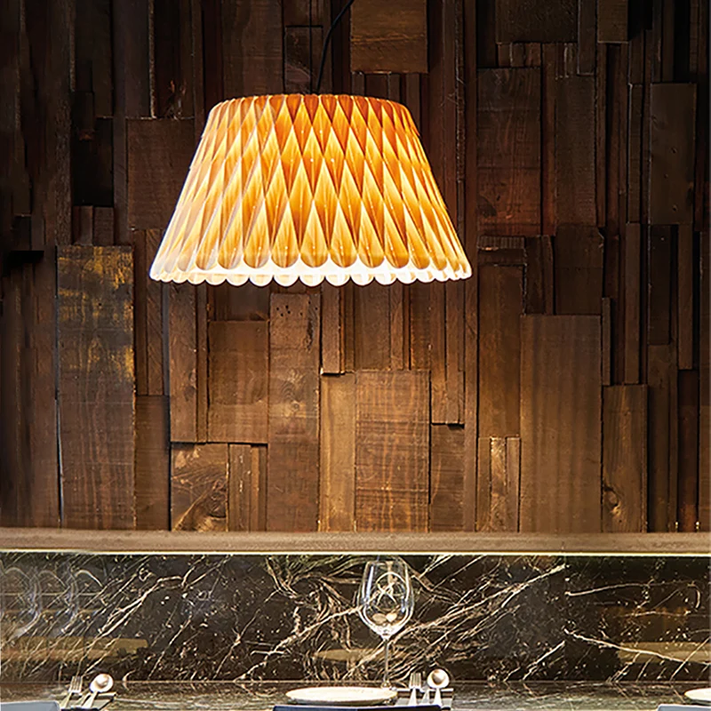 Houten brede flare hanglamp Chinese plafondlamp met 1 lamp donker hout Clearhalo