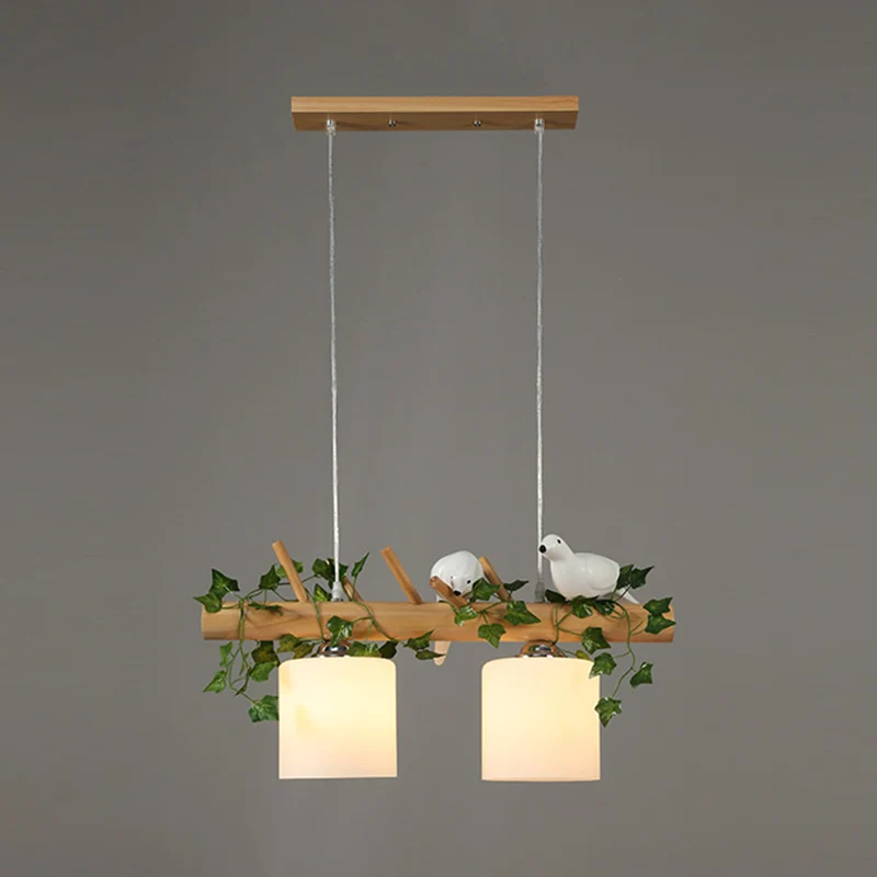 Houten eilandlicht Moderne natuurlijke houten lineaire eilandverlichting voor restaurant Clearhalo