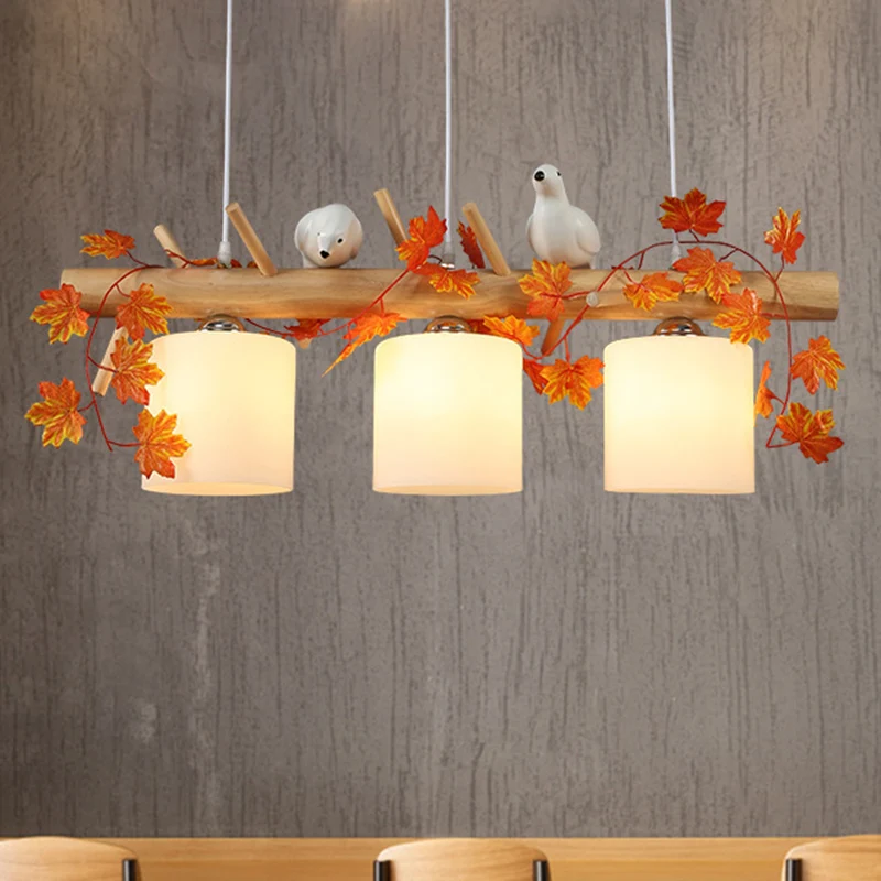 Houten eilandlicht Moderne natuurlijke houten lineaire eilandverlichting voor restaurant Clearhalo