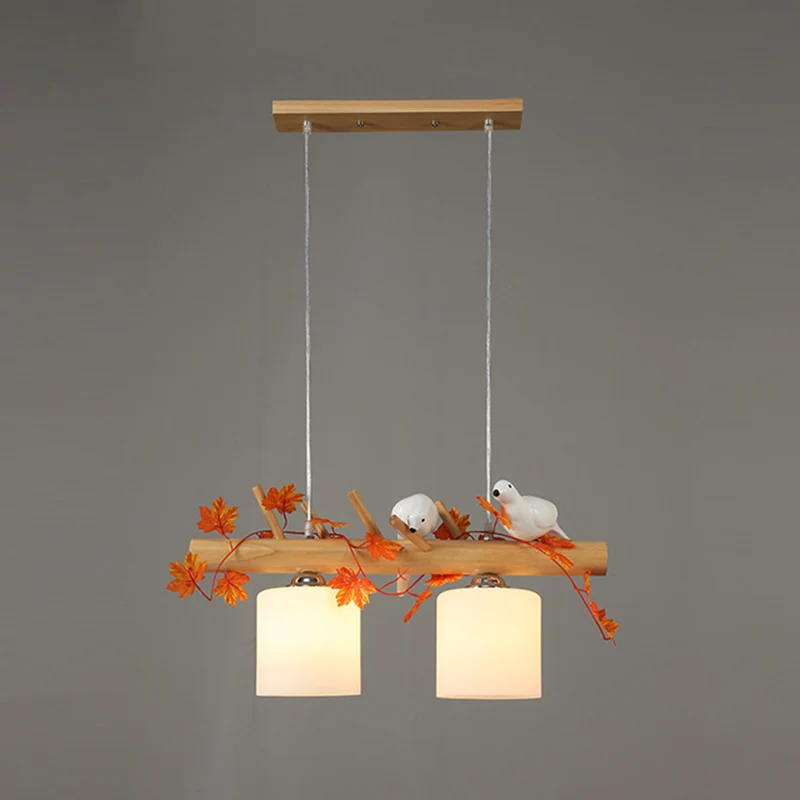 Houten eilandlicht Moderne natuurlijke houten lineaire eilandverlichting voor restaurant Clearhalo