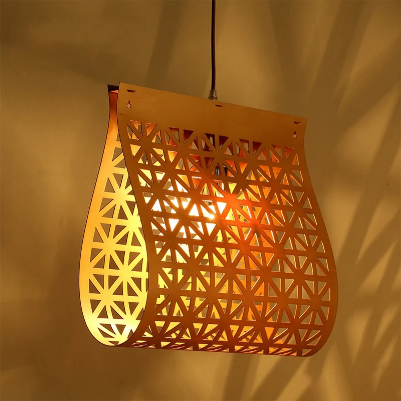 Houten gebogen hanglamp, modern hanglamp met 1 lamp beige Clearhalo