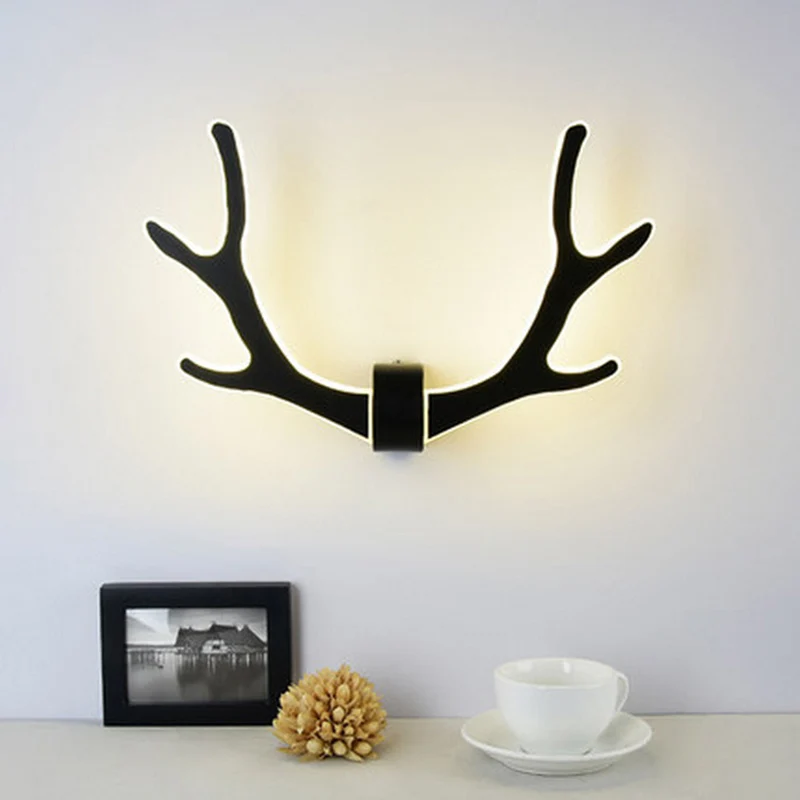 Houten gewei wandkandelaar Lamp Scandinavische stijl LED-wandverlichtingsarmatuur voor gang Clearhalo