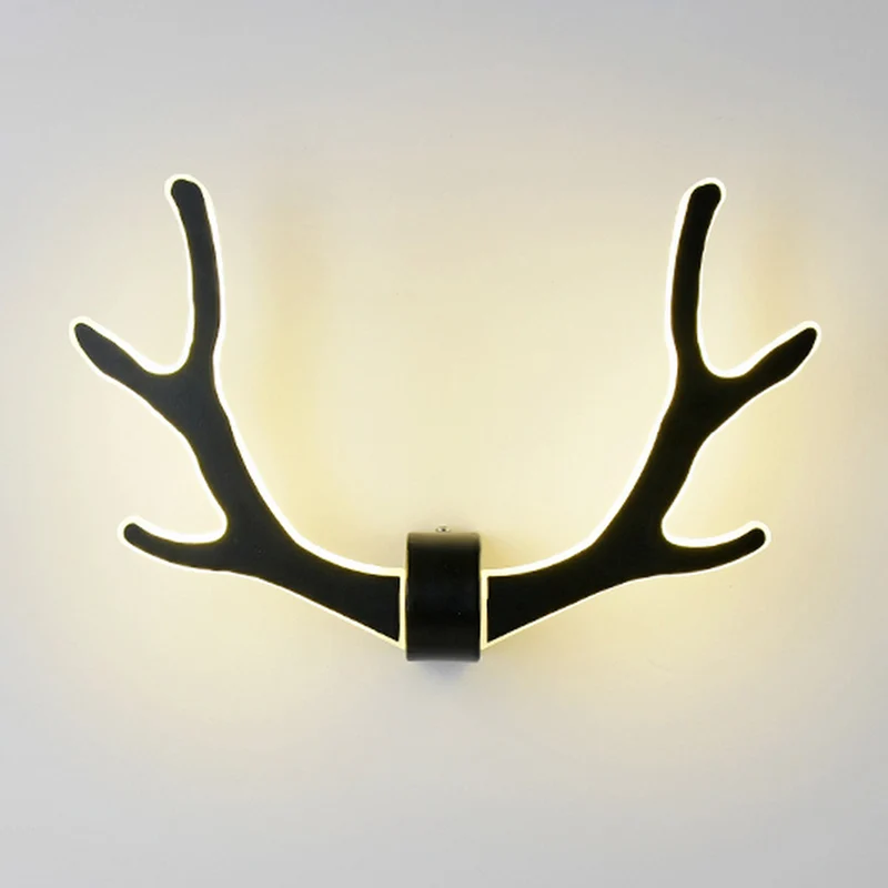 Houten gewei wandkandelaar Lamp Scandinavische stijl LED-wandverlichtingsarmatuur voor gang Clearhalo
