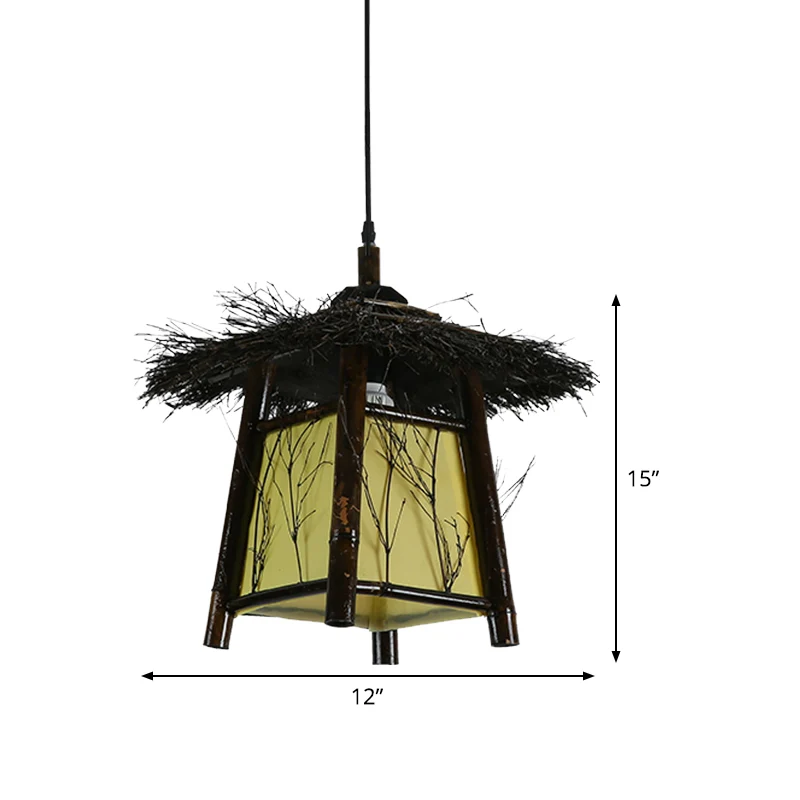 Houten handgemaakte hanglamp Japanse plafondophanglamp met 1 kop zwart Clearhalo