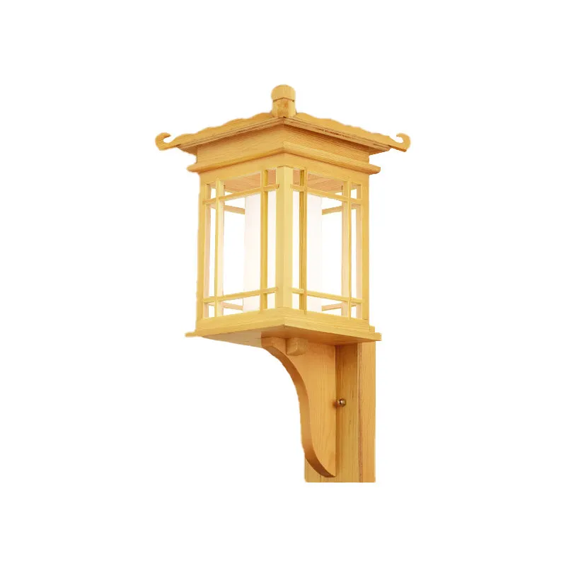Houten Huis Wandkandelaar Lichtpunt Aziatische Stijl Enkele Lamp Beige Wandlamp Armatuur voor Restaurant Clearhalo