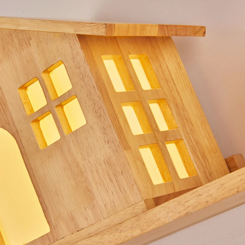 Houten huis wandlamp trap woonkamer hedendaagse schanslamp beige Clearhalo