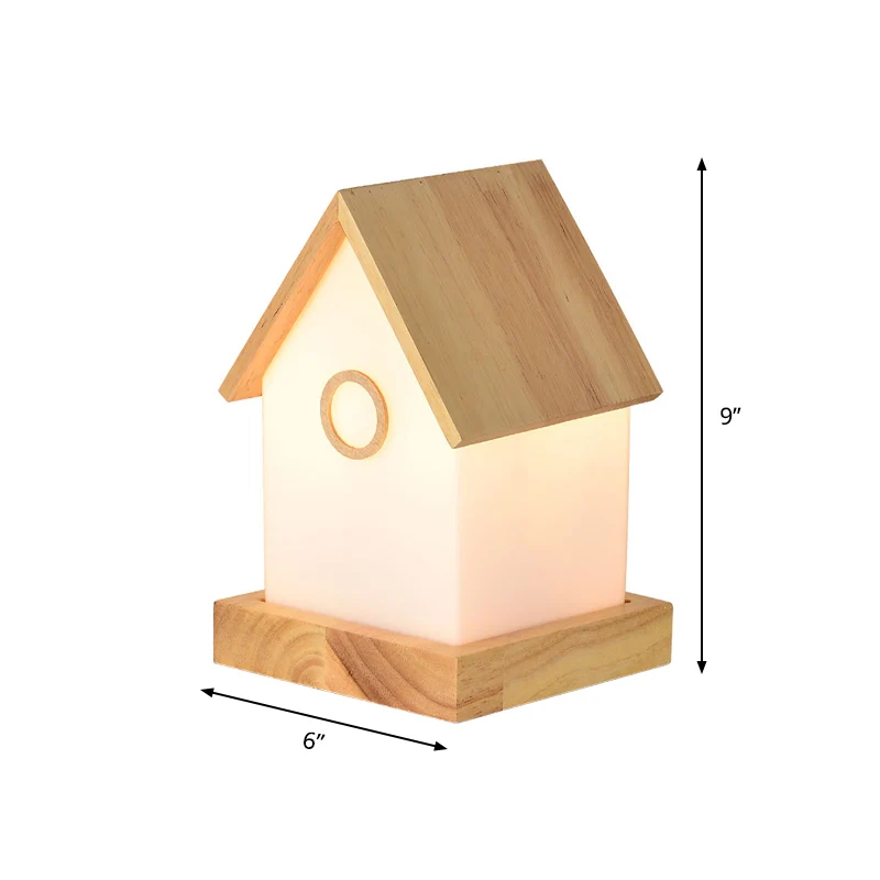Houten huisvorm nachtkastje licht eigentijds LED beige nachtkastje voor nachtkastje Clearhalo