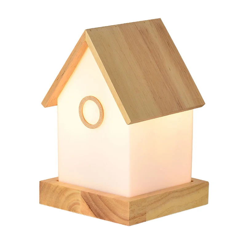 Houten huisvorm nachtkastje licht eigentijds LED beige nachtkastje voor nachtkastje Clearhalo