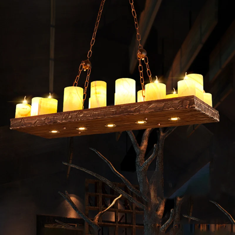 Houten kandelaar Island Light Armature Factory 16-lichts restaurant hanglamp geel Clearhalo