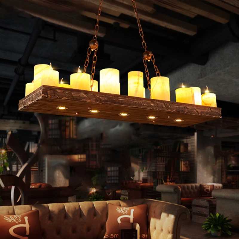Houten kandelaar Island Light Armature Factory 16-lichts restaurant hanglamp geel Clearhalo