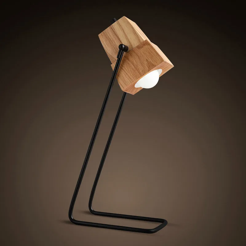 Houten klokvormige taaklamp Modern 1-lichts beige leesboeklamp met zwarte slanke arm Clearhalo
