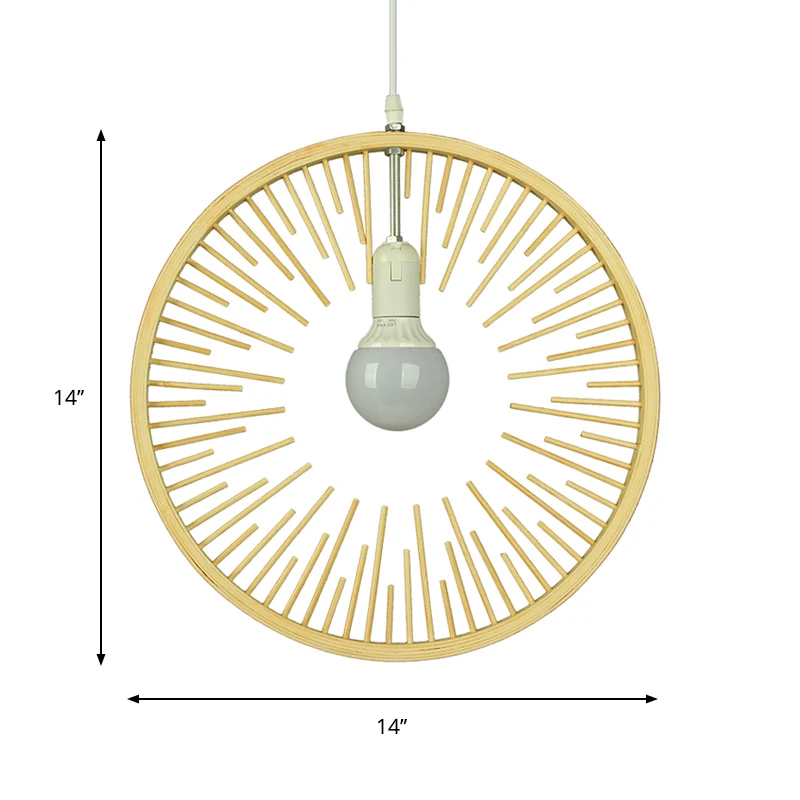 Houten ronde hanglamp Eenvoudig bamboe 1 lamp Hanglampset voor restaurant Clearhalo