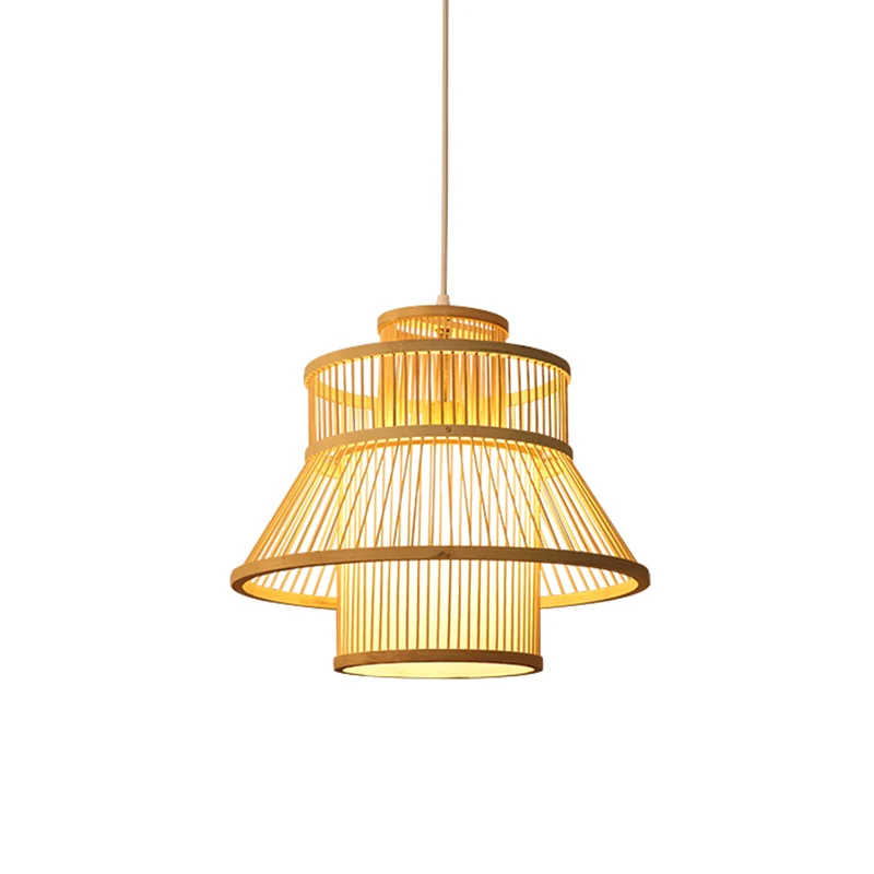 Houten uitlopende hanglamp Chinees 1 lamp Bamboe hangende verlichtingsarmatuur voor theesalon Clearhalo