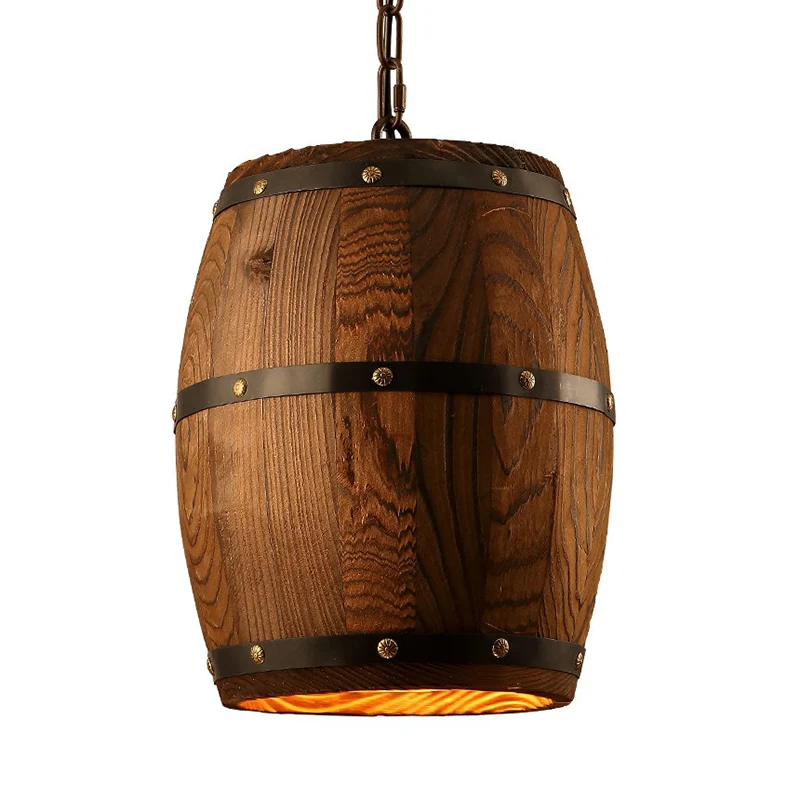 Houten wijnvat hanglamp rustiek 1-lichtbruin hangverlichting voor bistro Clearhalo