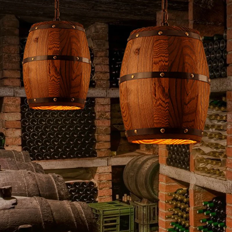 Houten wijnvat hanglamp rustiek 1-lichtbruin hangverlichting voor bistro Clearhalo