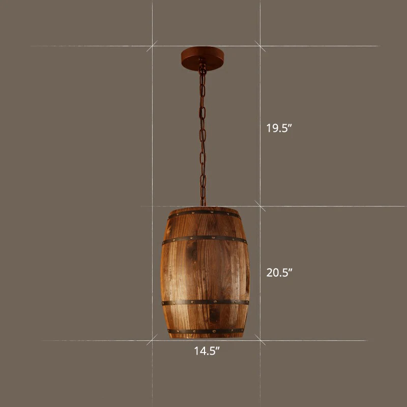Houten wijnvat hanglamp rustiek 1-lichtbruin hangverlichting voor bistro Clearhalo