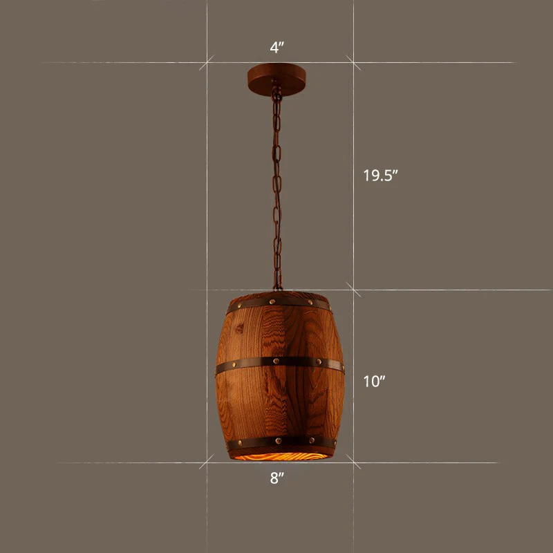 Houten wijnvat hanglamp rustiek 1-lichtbruin hangverlichting voor bistro Clearhalo