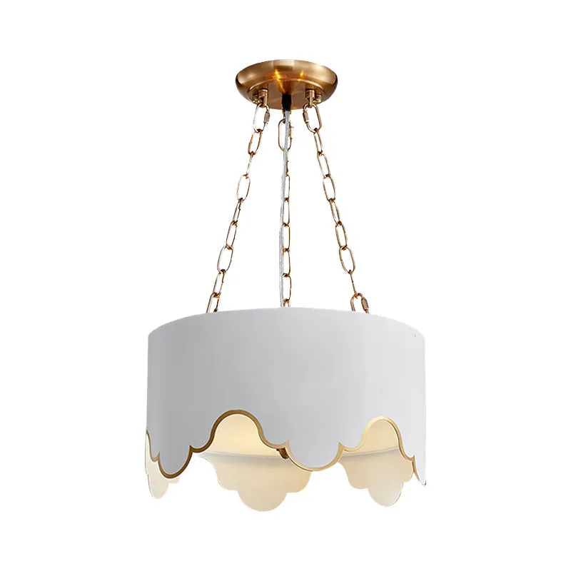 IJzeren gegolfde rand droplamp postmodern 1 lamp roze/wit hangende plafondlamp voor eetkamer Clearhalo