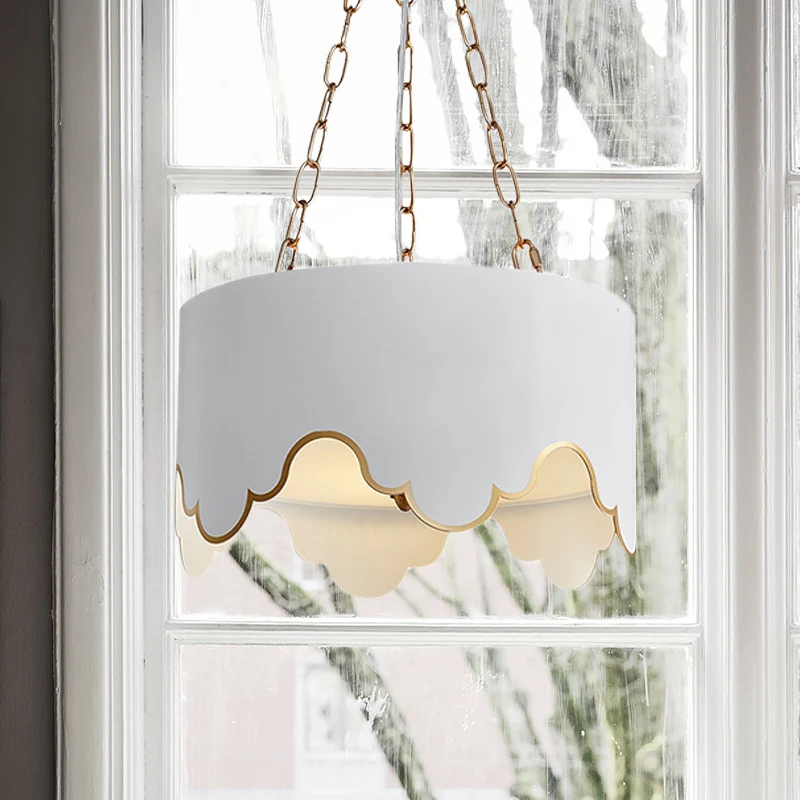 IJzeren gegolfde rand droplamp postmodern 1 lamp roze/wit hangende plafondlamp voor eetkamer Clearhalo