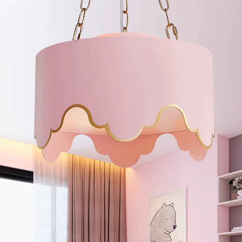IJzeren gegolfde rand droplamp postmodern 1 lamp roze/wit hangende plafondlamp voor eetkamer Clearhalo
