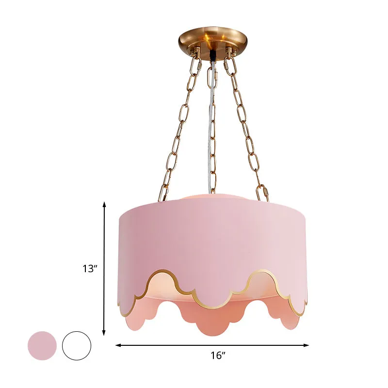 IJzeren gegolfde rand droplamp postmodern 1 lamp roze/wit hangende plafondlamp voor eetkamer Clearhalo