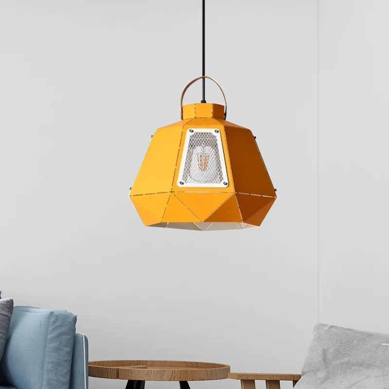 Ijzeren lasergesneden waterkoker hanglamp Macaron 1-lichts zwart/grijs/blauw ophangverlichting met gaasscherm Clearhalo