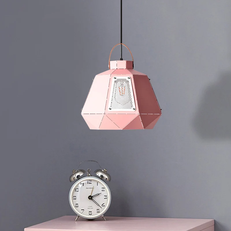 Ijzeren lasergesneden waterkoker hanglamp Macaron 1-lichts zwart/grijs/blauw ophangverlichting met gaasscherm Clearhalo