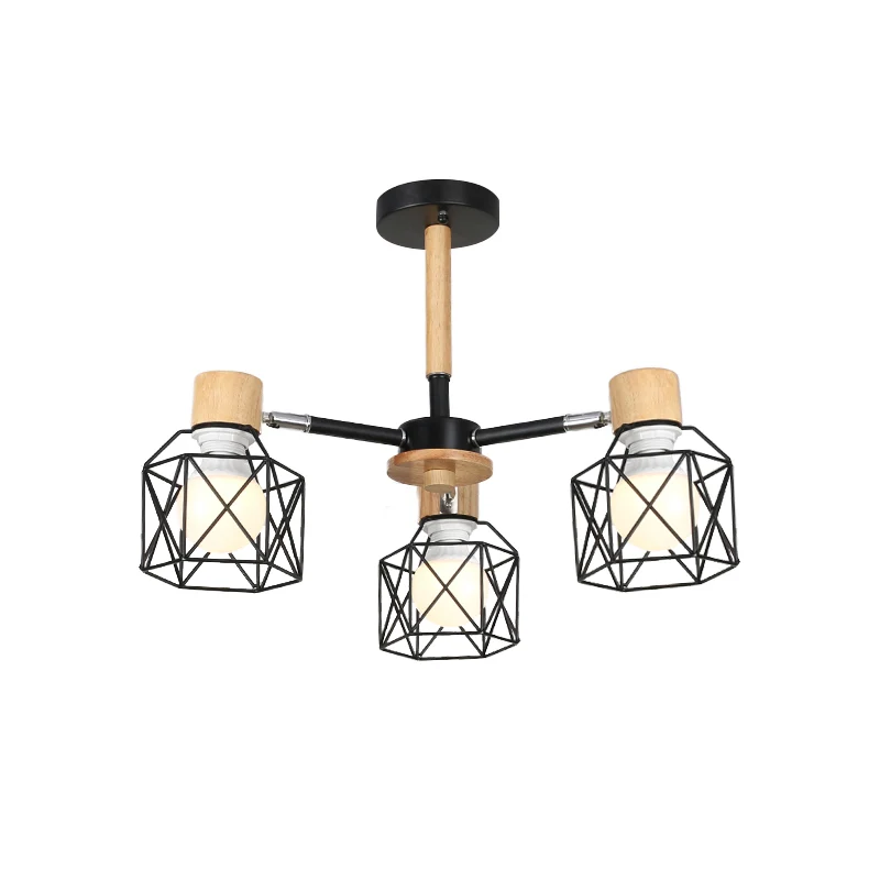 IJzeren trommeldraadframe kroonluchter woonkamer 3/6/8-licht moderne stijl hanglamp zwart/wit Clearhalo