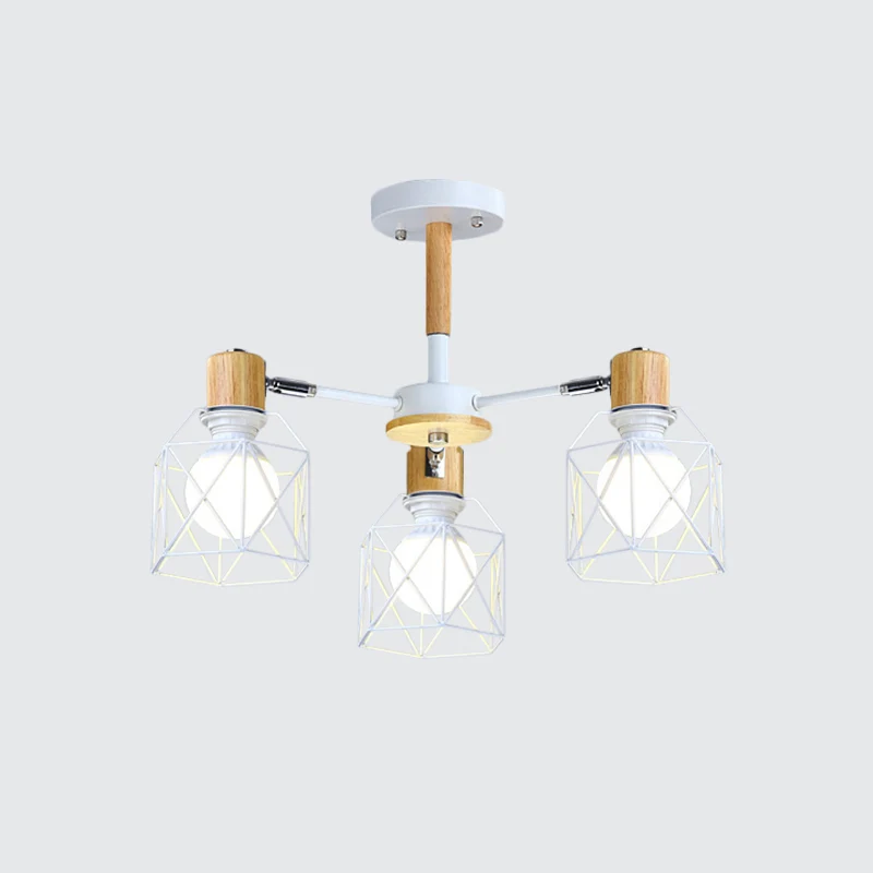 IJzeren trommeldraadframe kroonluchter woonkamer 3/6/8-licht moderne stijl hanglamp zwart/wit Clearhalo