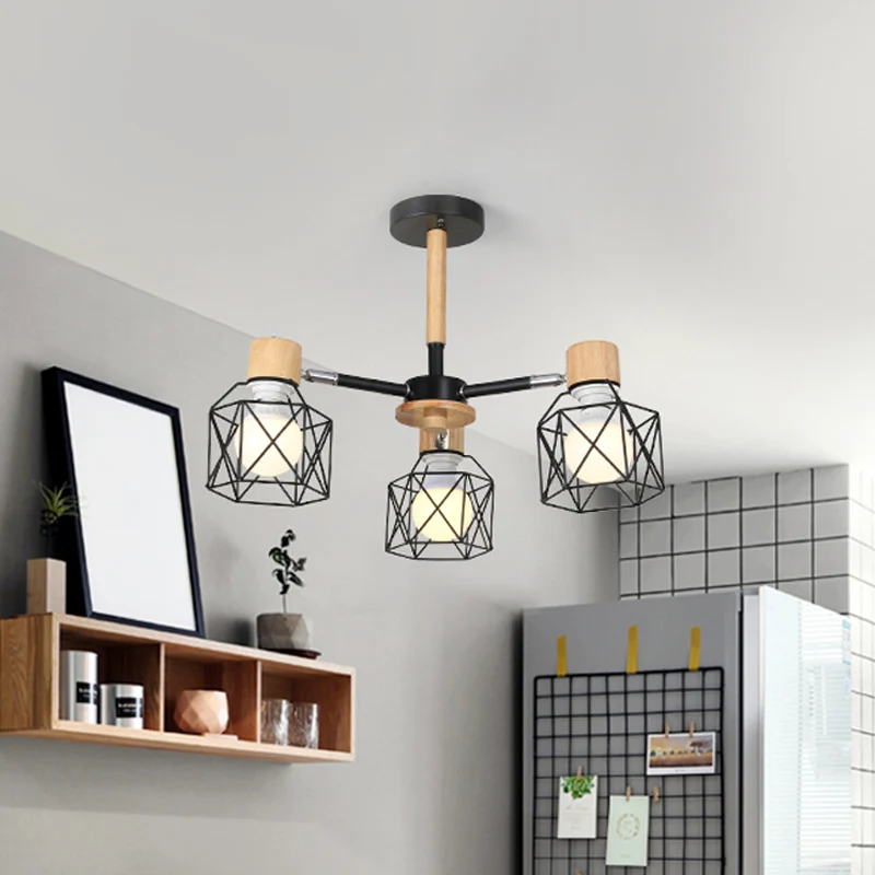 IJzeren trommeldraadframe kroonluchter woonkamer 3/6/8-licht moderne stijl hanglamp zwart/wit Clearhalo