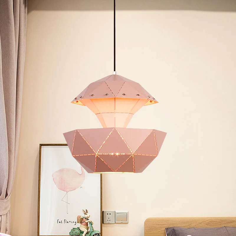 IJzeren zeilboot Lasergesneden hanglamp Macaron 1 lichtroze/blauw/wit hangende plafondlamp voor woonkamer Clearhalo