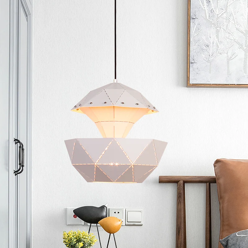 IJzeren zeilboot Lasergesneden hanglamp Macaron 1 lichtroze/blauw/wit hangende plafondlamp voor woonkamer Clearhalo
