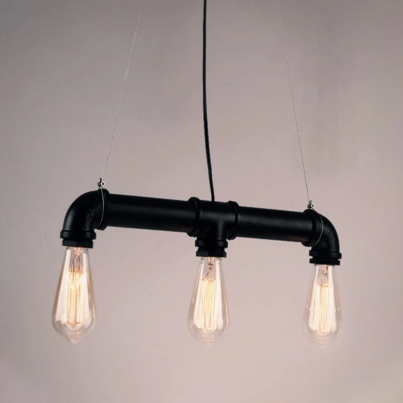IJzeren zwarte hanglamp met bies Lineaire 3/5/10-koppige hanglamp industriële stijl boven eiland Clearhalo