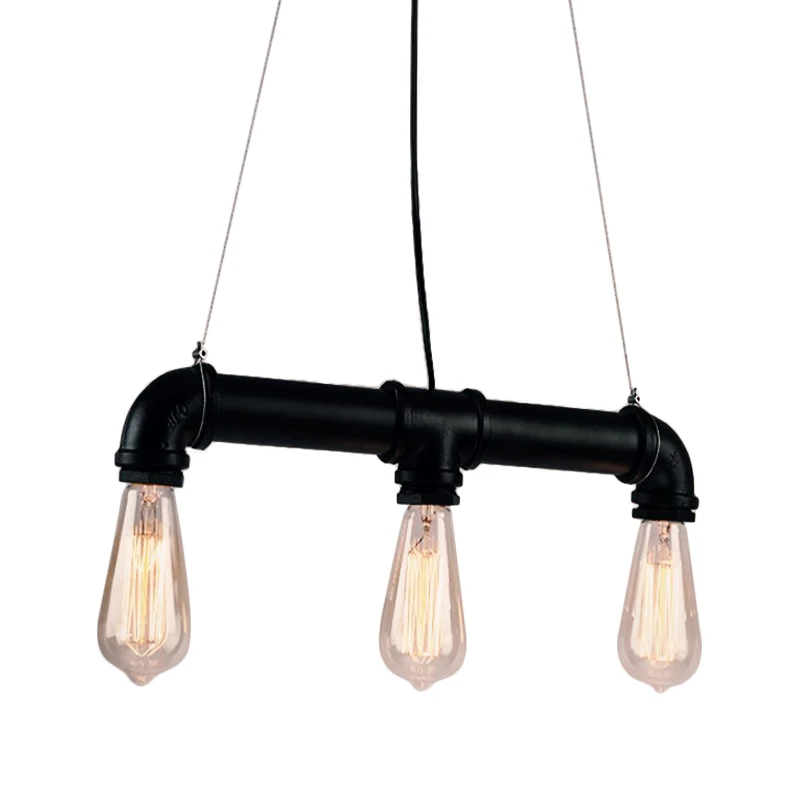 IJzeren zwarte hanglamp met bies Lineaire 3/5/10-koppige hanglamp industriële stijl boven eiland Clearhalo