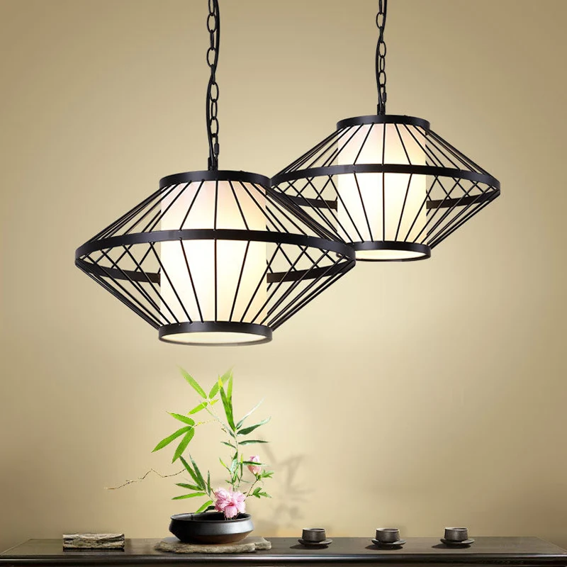 Ijzerzwarte hanglamp 16"/19,5"/23,5" brede lantaarnkooi 1 lamp traditionele plafondhanglamp Clearhalo